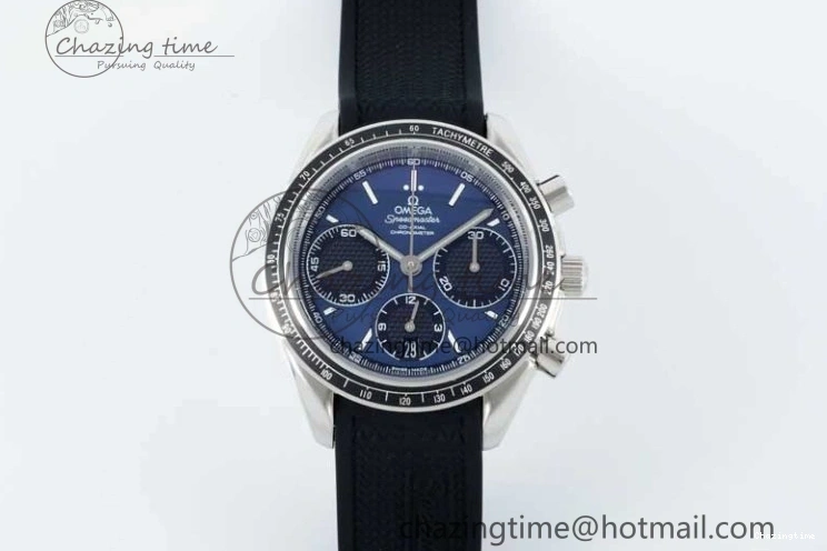 0226 SportInspired Speedmaster Racing Master SS HKF Best Edition Blue Black Dial on Black Rubber Strap A 7817